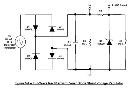 Figure 5-4 - Full-Wave Rectifier with Zener Diode | Chegg.com