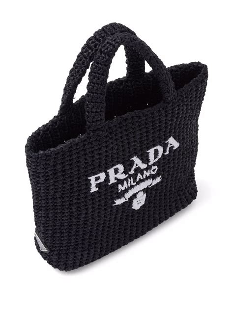 Prada Logo Embroidered Raffia Tote Bag Farfetch