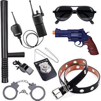 Amazon.com: Police Accessories Role Play Set for Kids with Police Badge, Gun, Belt, Handcuffs ...