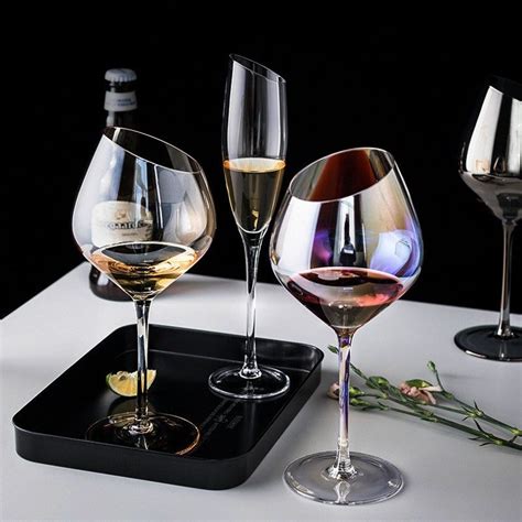 Slanted Wine Glasses A Whimsical Iridescent Journey Glasscias Square Wine Glasses Crystal