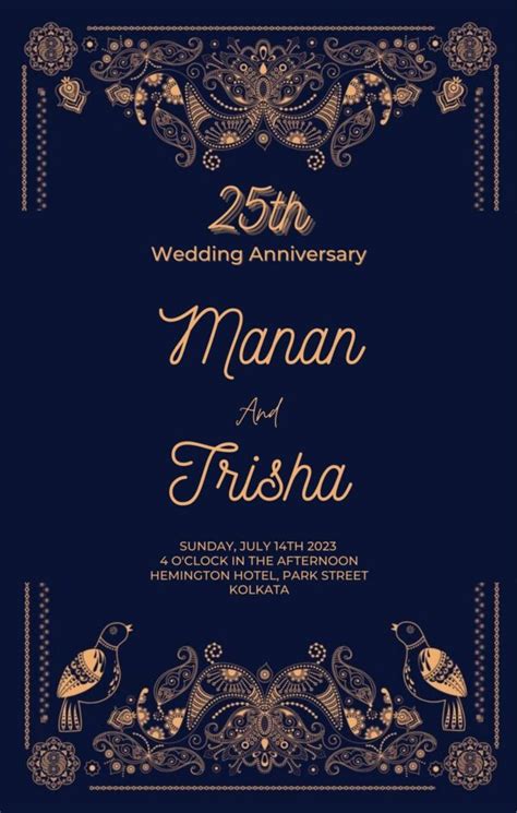 Anniversary Invitation Card 25th 50th 1st Marriage Anniversary