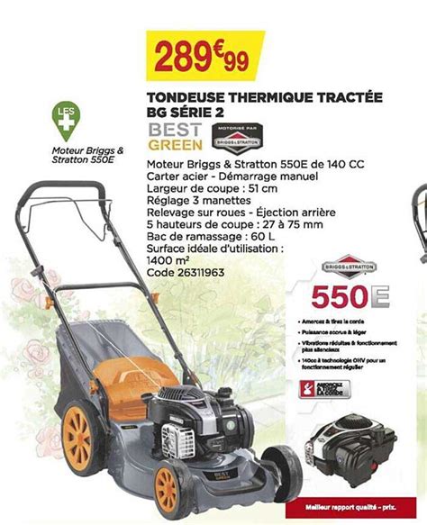 Promo Tondeuse Thermique Tractée Bg Série 2 Best Green chez Bricomarché