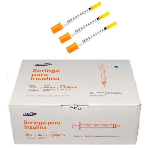 Seringa Para Insulina 1mL 31G 6mm X 0 25mm 100 Un Cepalab Submarino