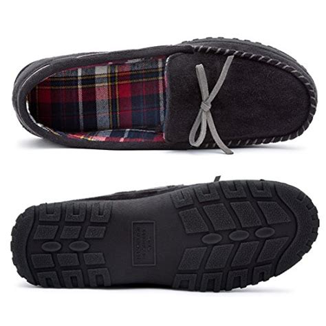 Rockdove Mens Flannel Lined Moccasin Slipper With Memory Foam Size 9