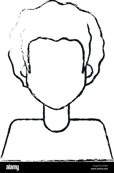 Blurred Silhouette Caricature Faceless Half Body Woman With Curly