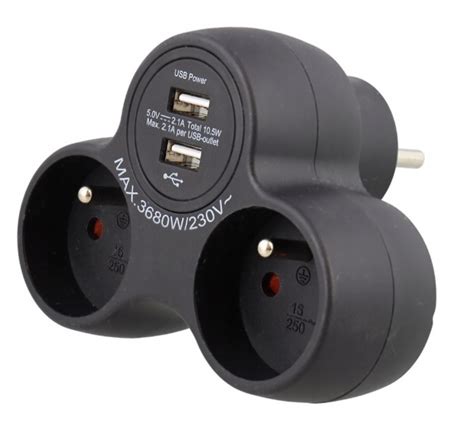 Gniazdo Elektryczne ZŁODZIEJKA USB rozgałęźnik Promax czarny 3004193