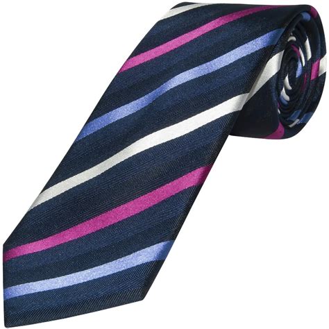 Navy Striped Classic Men S Silk Tie Pure Silk Tie Mens Tie Tiesrus