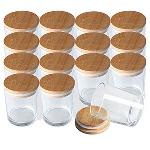 Connoo Pack Oz Clear Candle Jars With Bamboo Lids Thick Glass