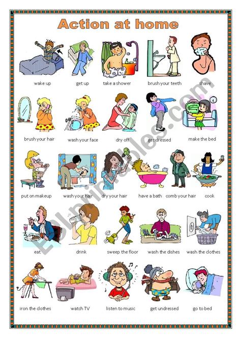 Action At Home Esl Worksheet By James32