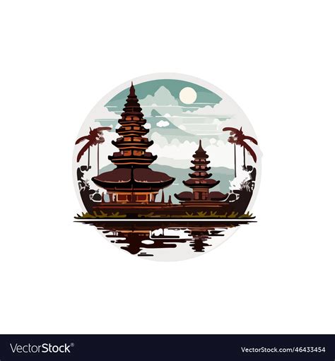 Ulun Danu Bratan Hinduism Temple T Shirt Print Vector Image