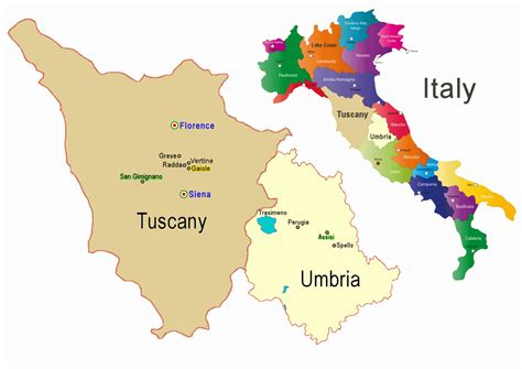 Italy Map Umbria Tuscany