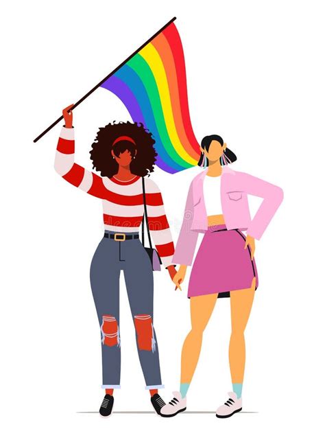 Lgbt Pride Month Multicultural Women Stock Vector Illustration Of