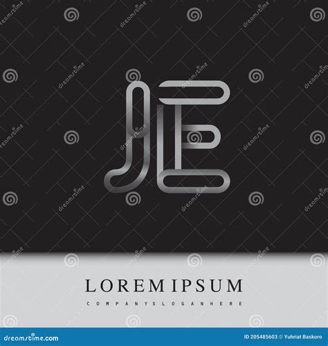 Initial Logo Letter JE Linked Outline Silver Colored Rounded Logotype