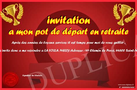 Invitation D Part La Retraite Mon Pot De D Part Avec Le Dessin D Une