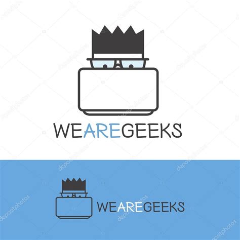 Vector Geek Logotype Modern Outline Computer Nerd Logo Stock Vector