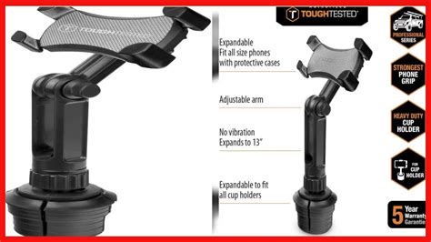 Toughtested Boom Adjustable Mobile Cup Holder Mount Features Bendable