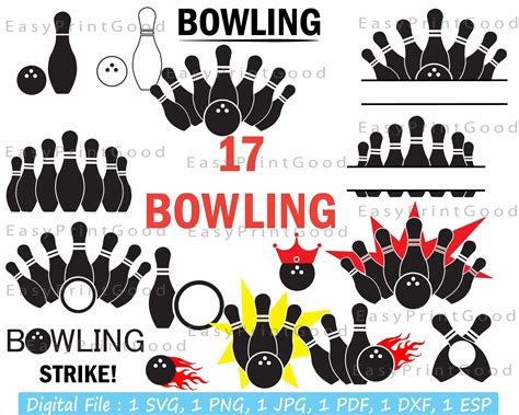 17 Bowling Svg Bowling Strike Monogram Bowling Clipart Etsy UK