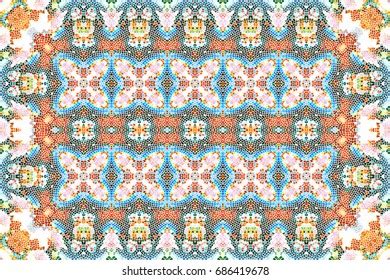 Beautiful Mughal Arts Motifs Border Textile Stock Illustration ...