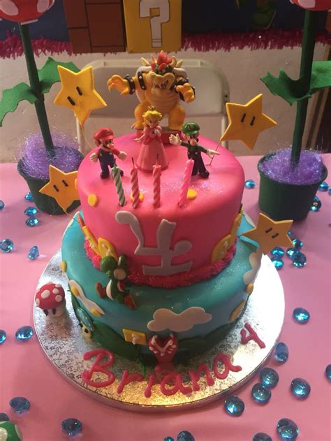 Princess peach and mario Bros cake | Peach party, Princess peach party ...