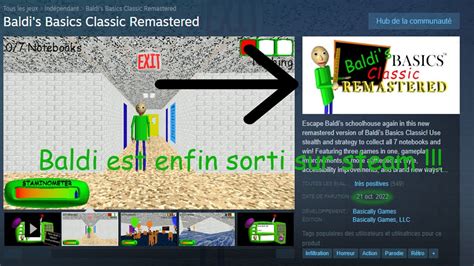 Baldis Basics Classic Remastered Est Enfin Sorti Sur Steam Bbcr