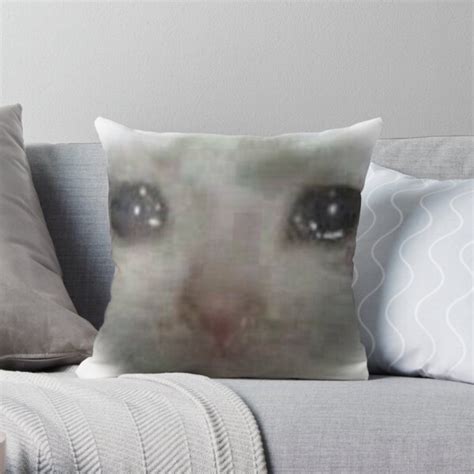 Crying Teary Eyed Sad Cat Meme Throw Pillow By Cleverjane Redbubble