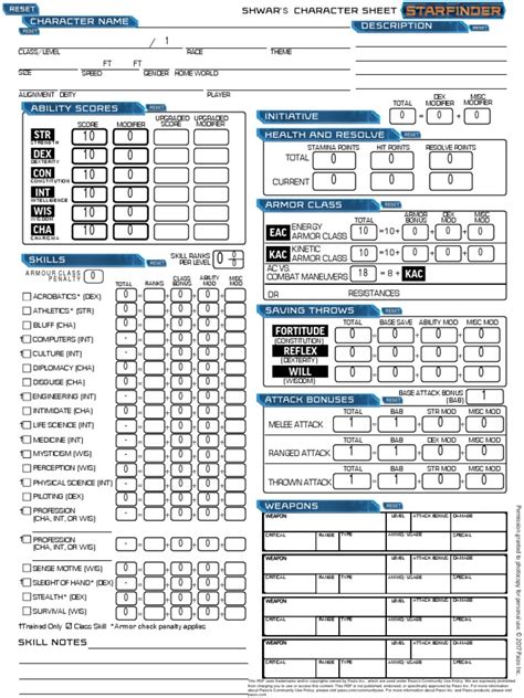 Star Finder Form Fillable Character Sheet Printable Forms Free Online