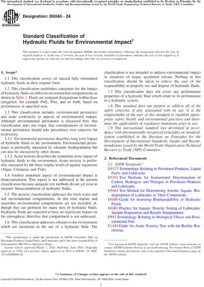 Astm D Standard Classification Of Hydraulic Fluids For