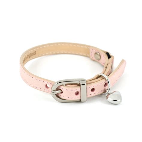 baby pink leather cat collar with heart charm by linny | notonthehighstreet.com