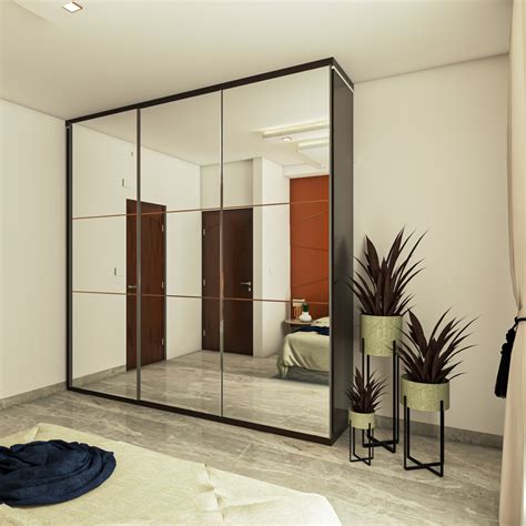 Floor To Ceiling Mirrored Sliding Door Modern Wardrobe Design Livspace