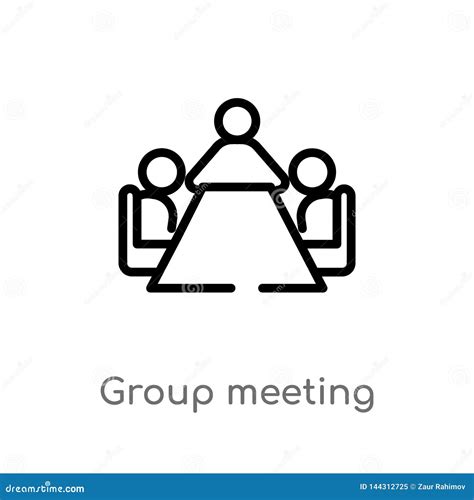 Outline Group Meeting Vector Icon Isolated Black Simple Line Element