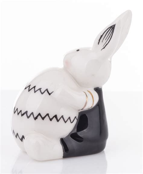 Figurina Ceramica Iepuras Cu Ou Negru Alb X X Cm