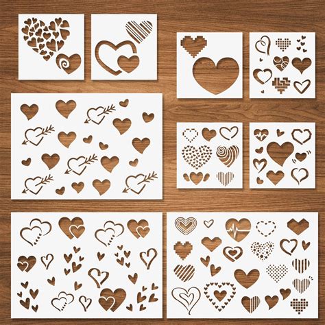 25 Pieces Valentines Day Stencils Reusable Valentine