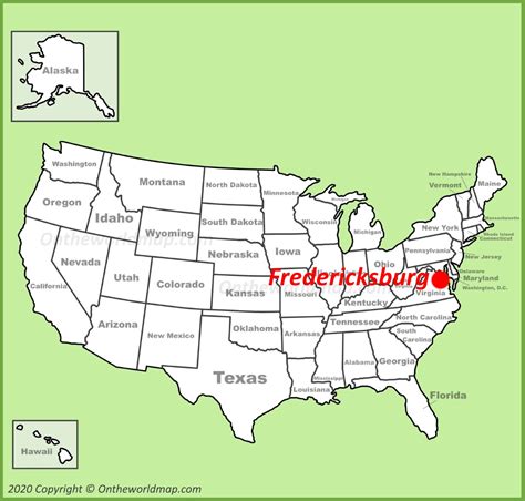 Fredericksburg location on the U.S. Map - Ontheworldmap.com