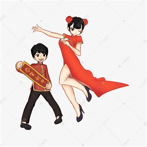 2019年春节新年福娃男女素材图片免费下载 千库网