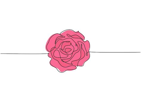 Premium Vector Single Continuous Line Drawing Of Fresh Romantic Rose