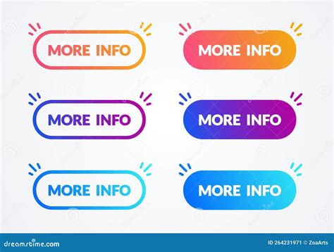 Colorful More Info Button Set Stock Vector Illustration Of Flat