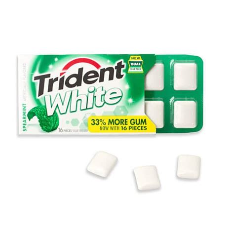 Trident White Spearmint Sugar Free Gum Packs 12 Piece Box Candy Warehouse