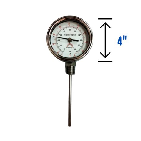 Temp Gauge หน้าปัด 4 นิ้ว 0 100 C ก้านล่าง 6x100 Mm Udysupply