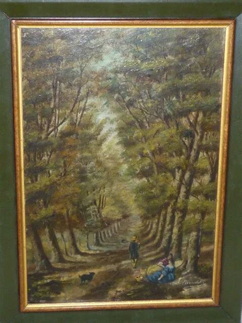 Ancien Tableau Peinture Huile Sur Panneau Bois Signee Paysage Sous Bois