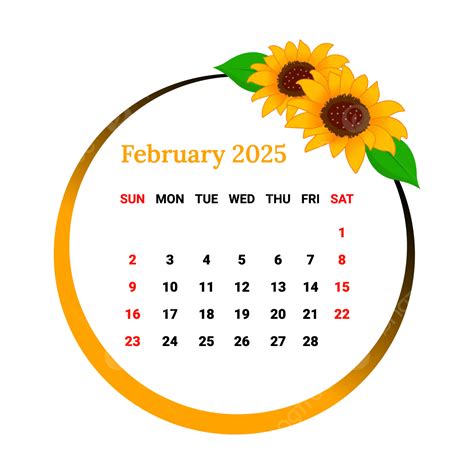 February Calendar 2025 Png Transparent Erena Jacenta