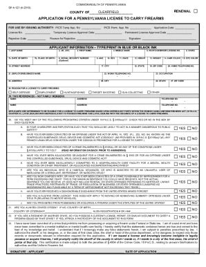 Fillable Online Application For A Pennsylvania License To Carry