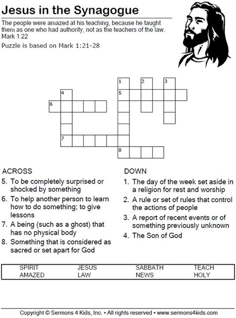 Jesus Teaching With Authority Crossword