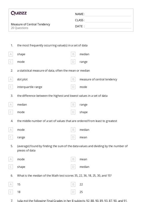 50 Quartiles Worksheets For 9th Class On Quizizz Free Printable