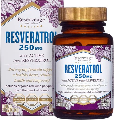 Reserveage Beauty Resveratrol 250 Mg Antioxidant Supplement For Heart And Cellular Health