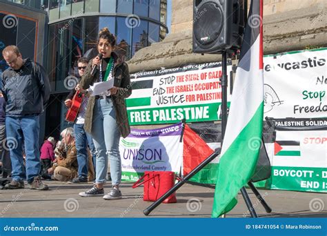 Female Speaker at the Free Palestine Rally Held by the Palestine ...