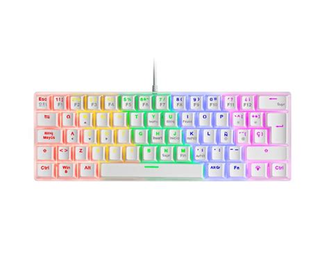 Mars Gaming MK60 Teclado Mecánico FRGB Switch Azul Antipolvo Blanco