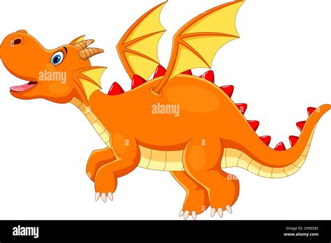 Vector Illustration Of Cute Dragon Cartoon Isolated On White Background