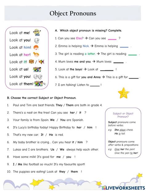 Object Pronouns Worksheet For Beginners