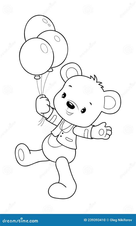 Teddy Bear Black And White Outline Illustration Coloring Book Or Page