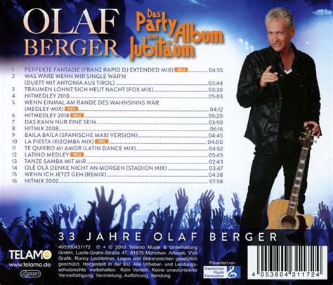 Olaf Berger Das Party Album zum Jubiläum 30 Jahre Olaf Berger CD jpc